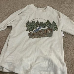 White graphic long sleeve ribbed shirt